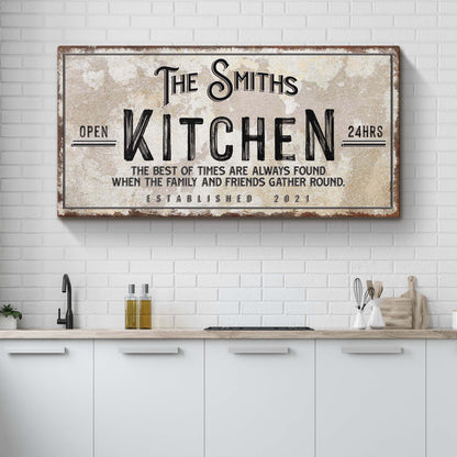 Family Kitchen Sign canvas by Tailored Canvases in distressed vintage style on Tampa Home & Garden Store