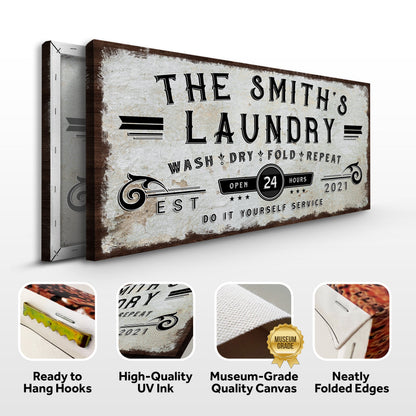 Personalized Laundry Room Sign canvas Tailored Canvases rustic distressed wood frame on Tampa Home & Garden Store