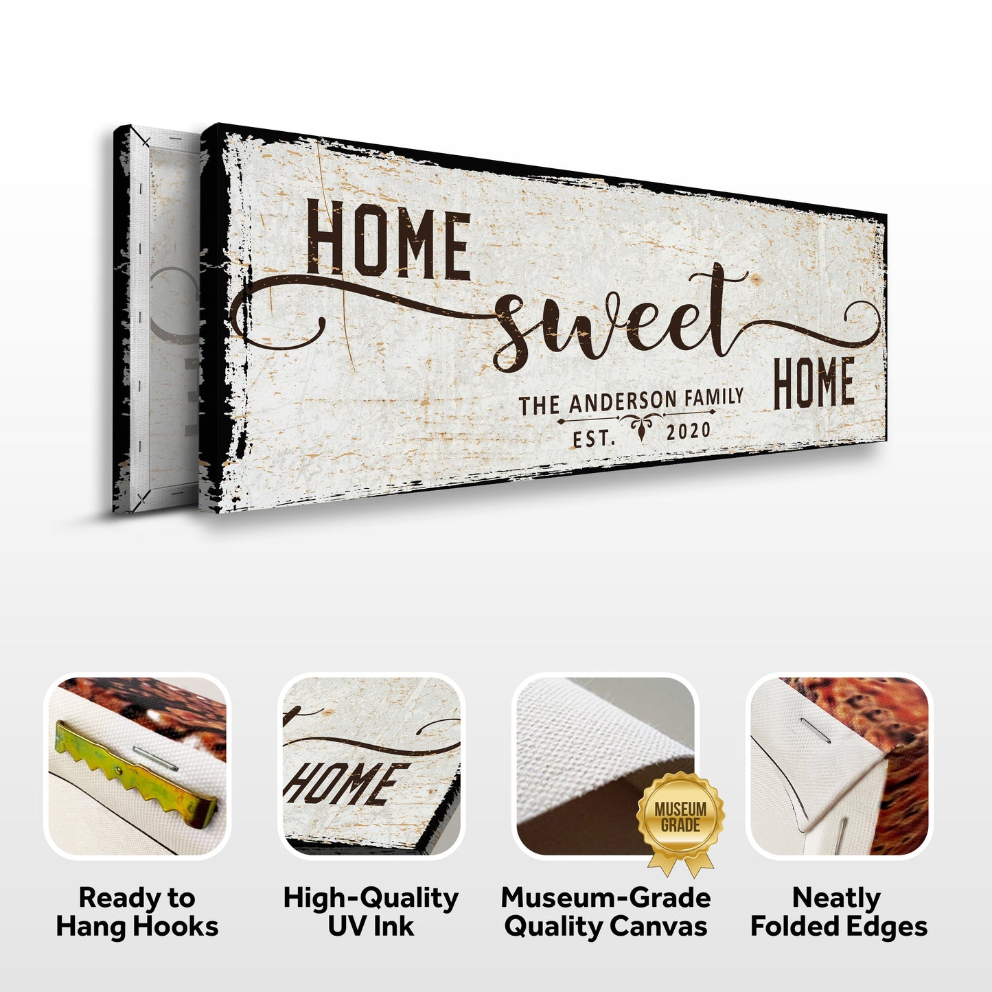 Home Sweet Home sign canvas by Tailored Canvases, distressed rustic crafting canvas on Tampa Home & Garden Store