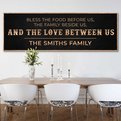 Tailored Canvases Family Blessing canvas sign with black chalkboard and copper lettering on Tampa Home & Garden Store