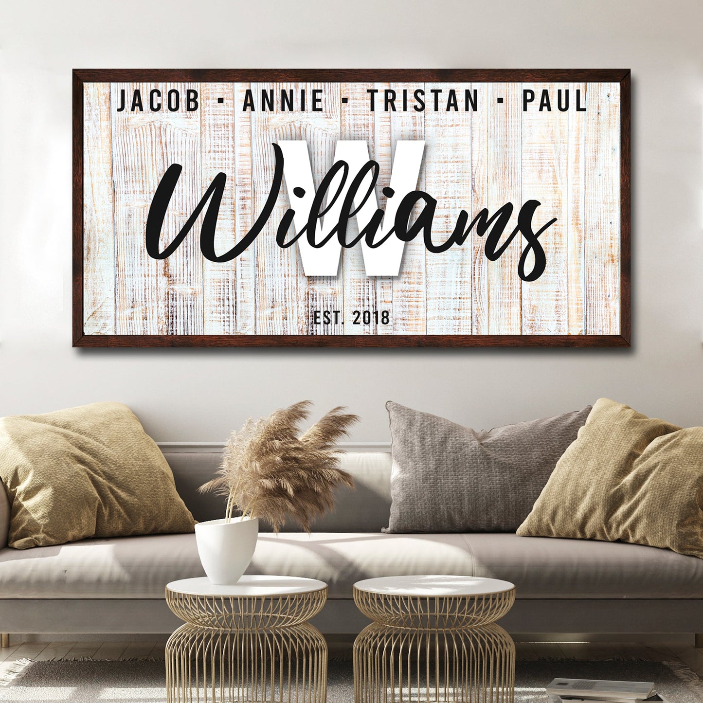 Canvas wall art Family Wood Sign III Tailored Canvases, whitewashed wood with Williams script on Tampa Home & Garden Store