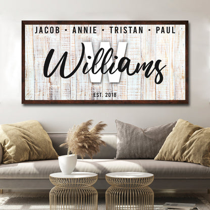 Canvas wall art Family Wood Sign III Tailored Canvases, whitewashed wood with Williams script on Tampa Home & Garden Store