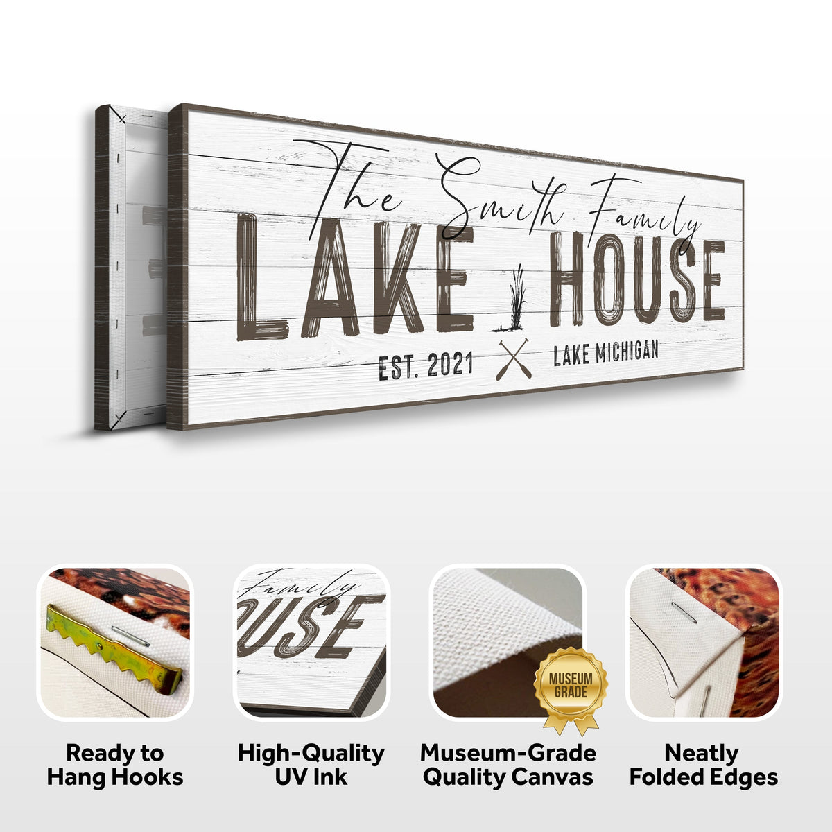 Classic Family Lake House Sign canvas with whitewashed wood Tailored Canvases Crafting Canvas on Tampa Home & Garden Store