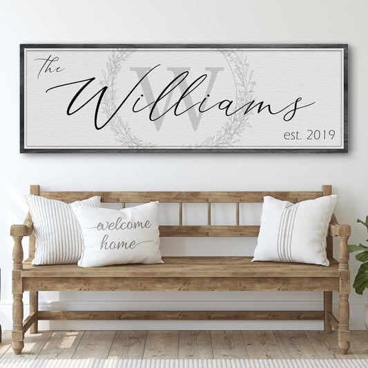 Family Sign XVII canvas art by Tailored Canvases, cream textured backdrop, black script on Tampa Home & Garden Store