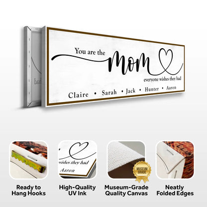 Canvas sign You Are the Mom by Tailored Canvases, white with brown frame on Tampa Home & Garden Store
