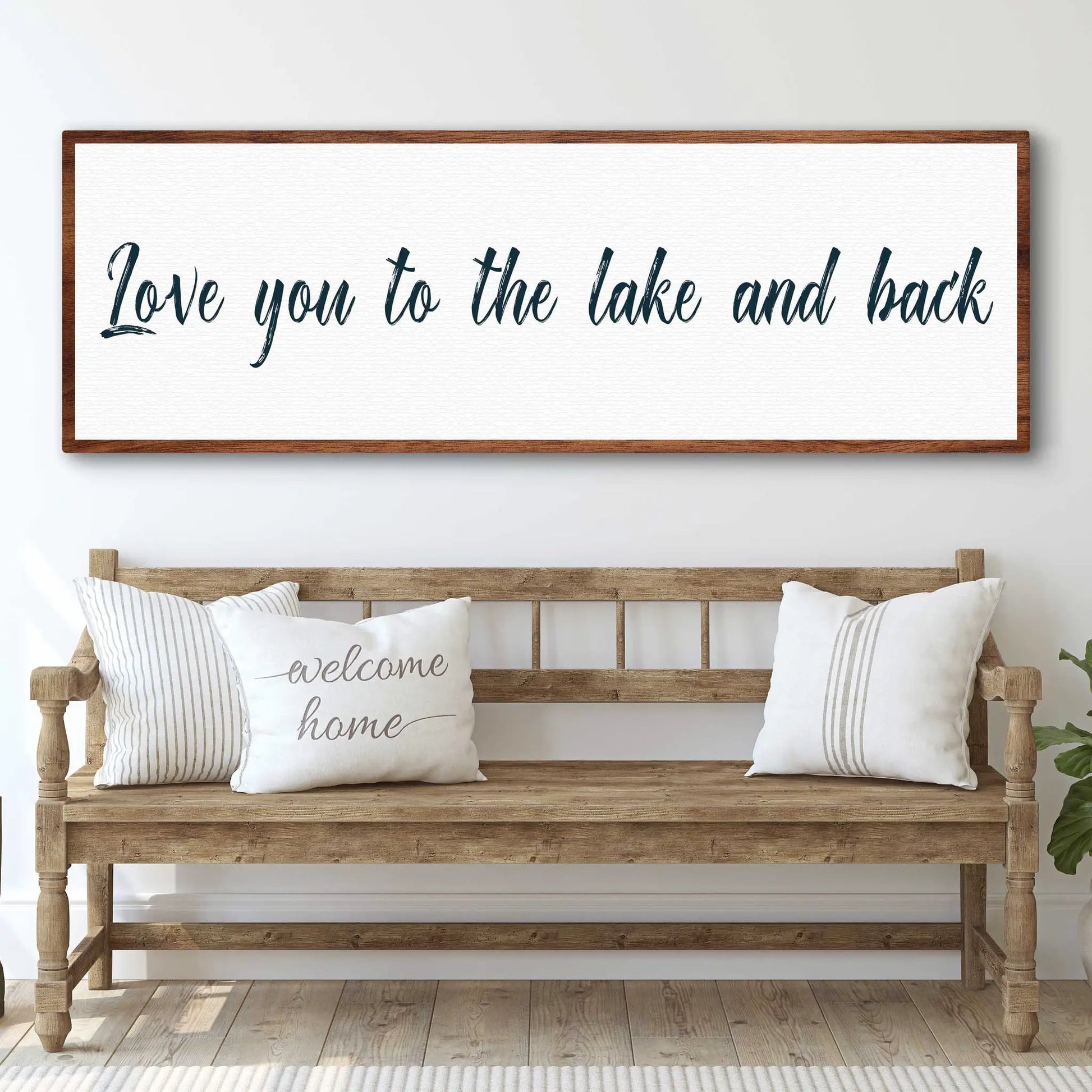 Love You To The Lake And Back Sign II canvas art in rustic wood frame Tailored Canvases on Tampa Home & Garden Store