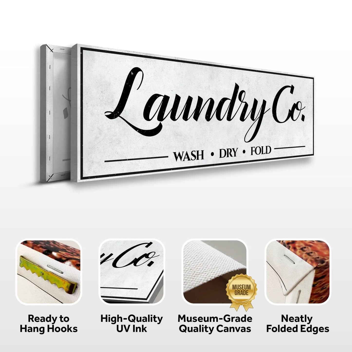 Laundry Co Wash Dry Fold Sign canvas by Tailored Canvases; textured canvas with black border on Tampa Home & Garden Store