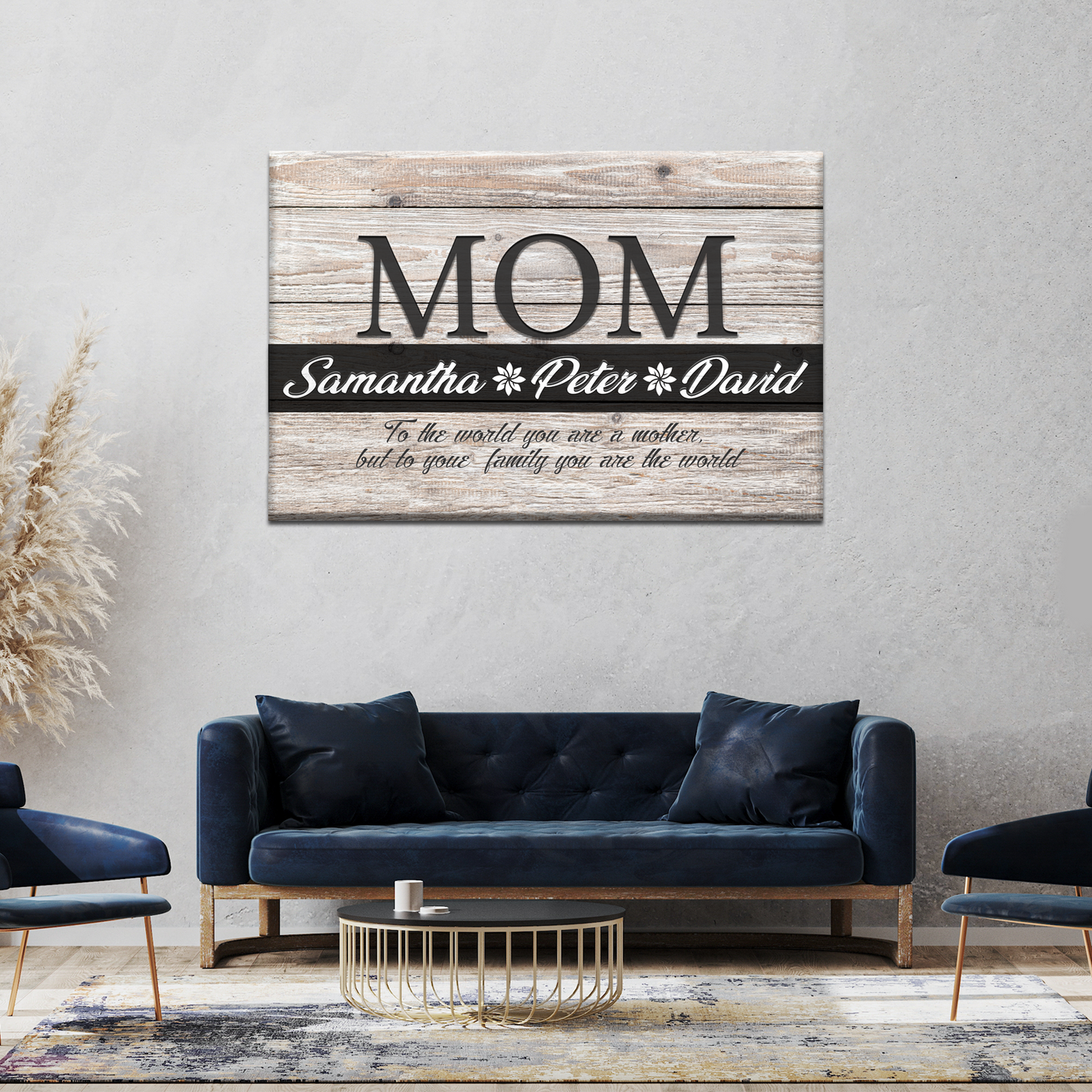 You Are the World Mom Sign canvas by Tailored Canvases; rustic wood with large MOM and script on Tampa Home & Garden Store