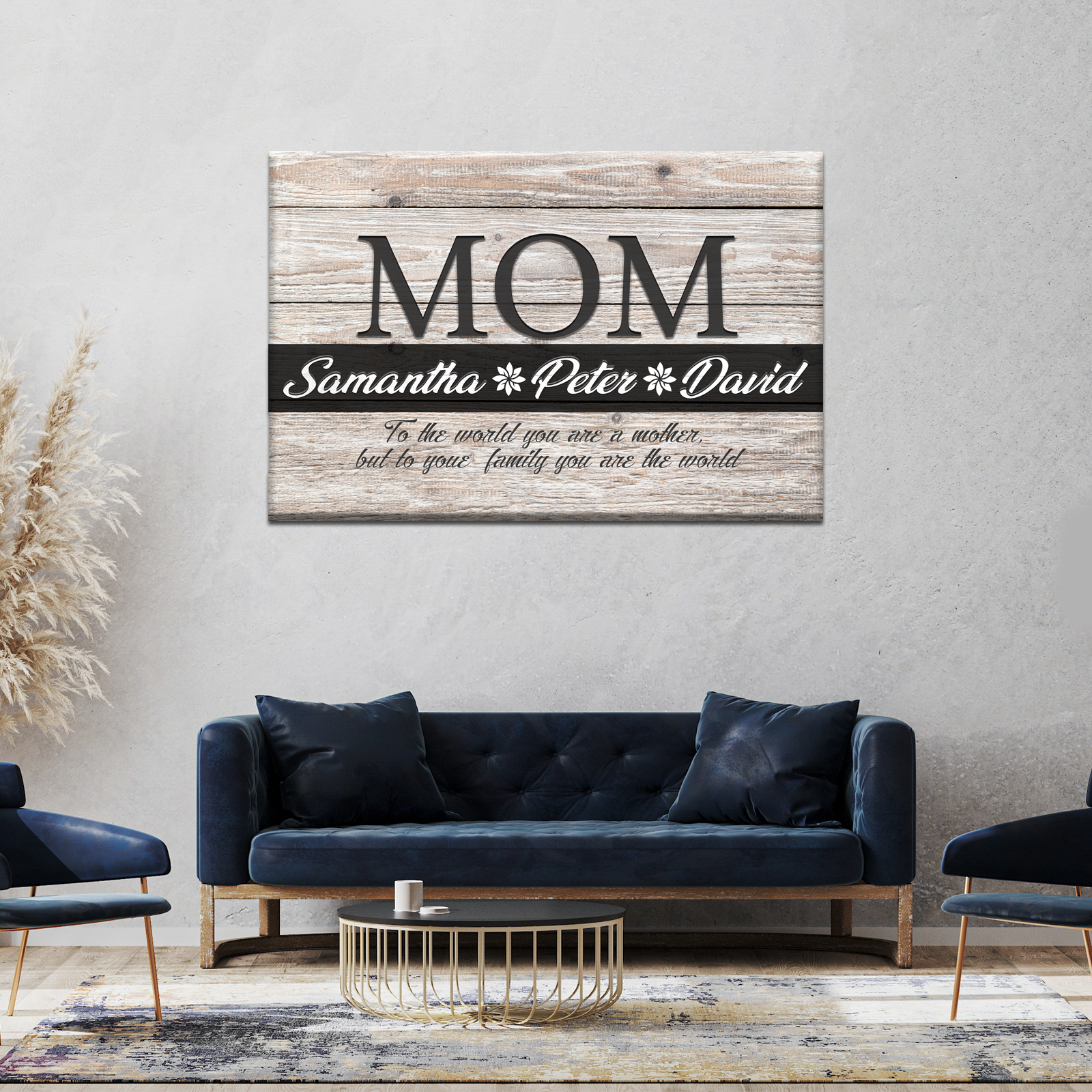 You Are the World Mom Sign canvas by Tailored Canvases; rustic wood with large MOM and script on Tampa Home & Garden Store
