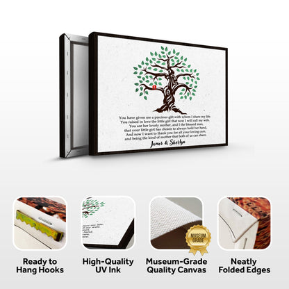 Thank You, Mother-in-Law Sign framed canvas by Tailored Canvases with brown tree and green leaves on Tampa Home & Garden Store