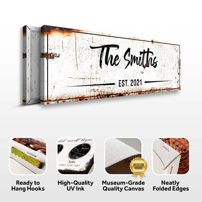 Family Rustic Sign crafting canvas by Tailored Canvases, distressed white rust finish on Tampa Home & Garden Store