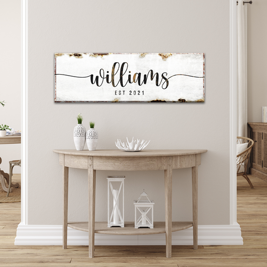 Special Family Sign canvas wall art with white distressed finish and Williams script on Tampa Home & Garden Store