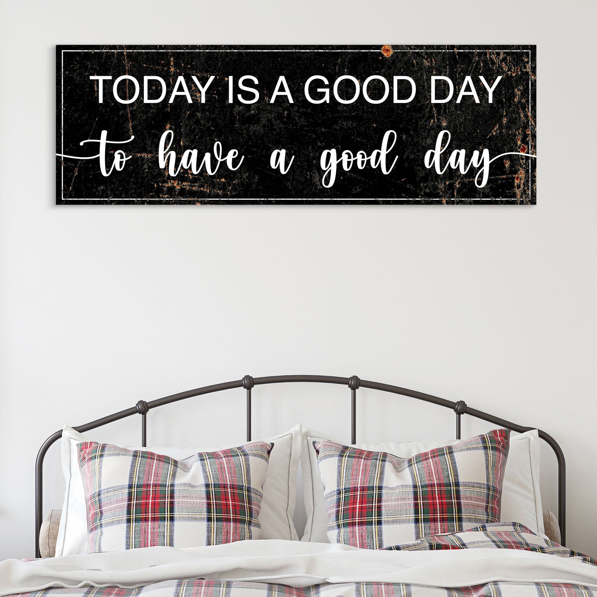 Today Is A Good Day II canvas sign by Tailored Canvases, marble texture white text on Tampa Home & Garden Store