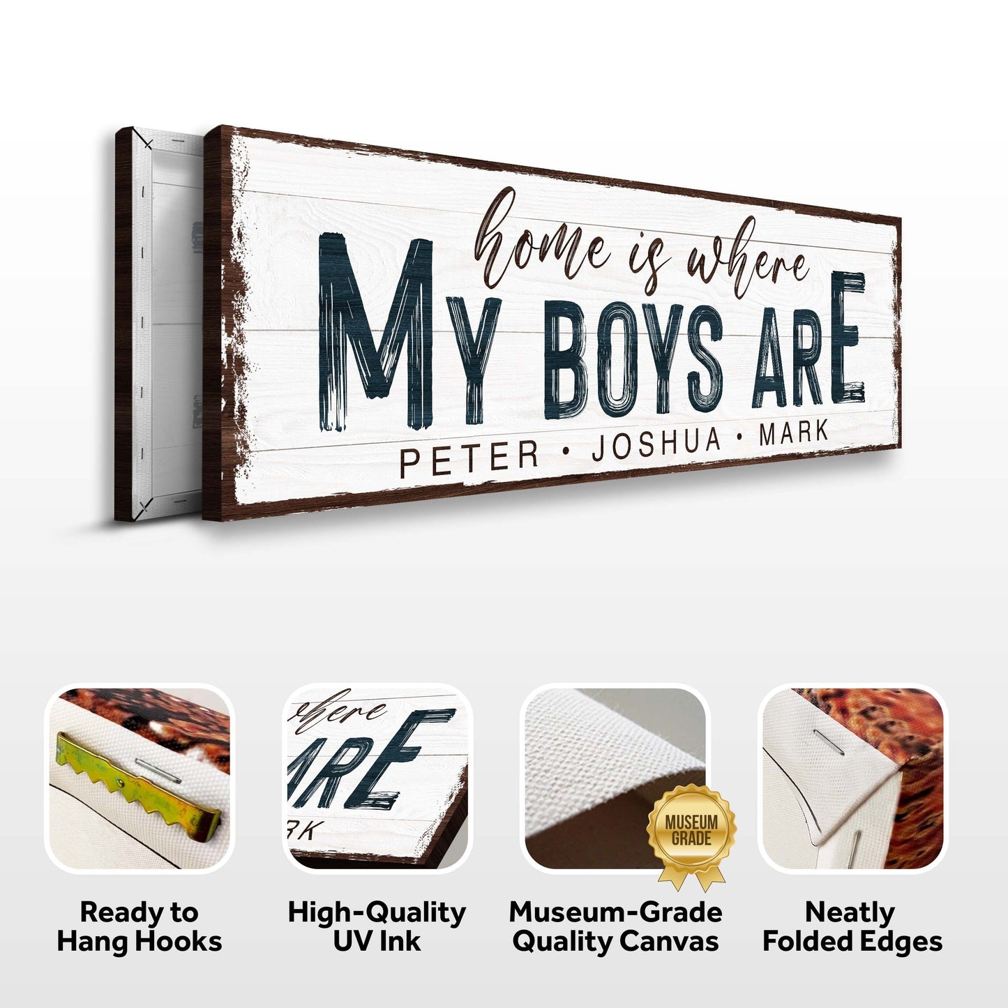Home Is Where My Boys Are Sign canvas crafting canvas Tailored Canvases whitewashed wood on Tampa Home & Garden Store
