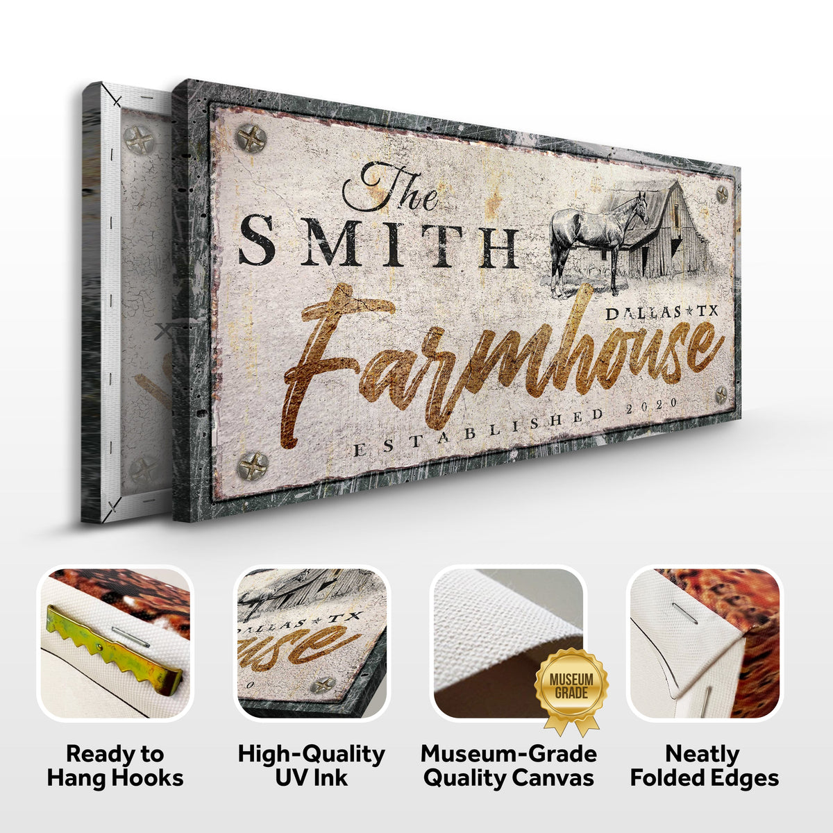 Rustic Horse Farmhouse Sign III canvas with distressed finish Tailored Canvases on Tampa Home & Garden Store