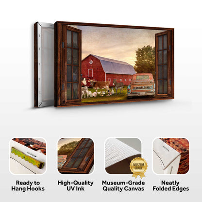 Family Farmhouse Sign canvas Tailored Canvases dark wood frame with barn scene on Tampa Home & Garden Store