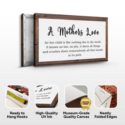 A Mother's Love For Her Child Sign canvas wall art with wood frame Tailored Canvases on Tampa Home & Garden Store