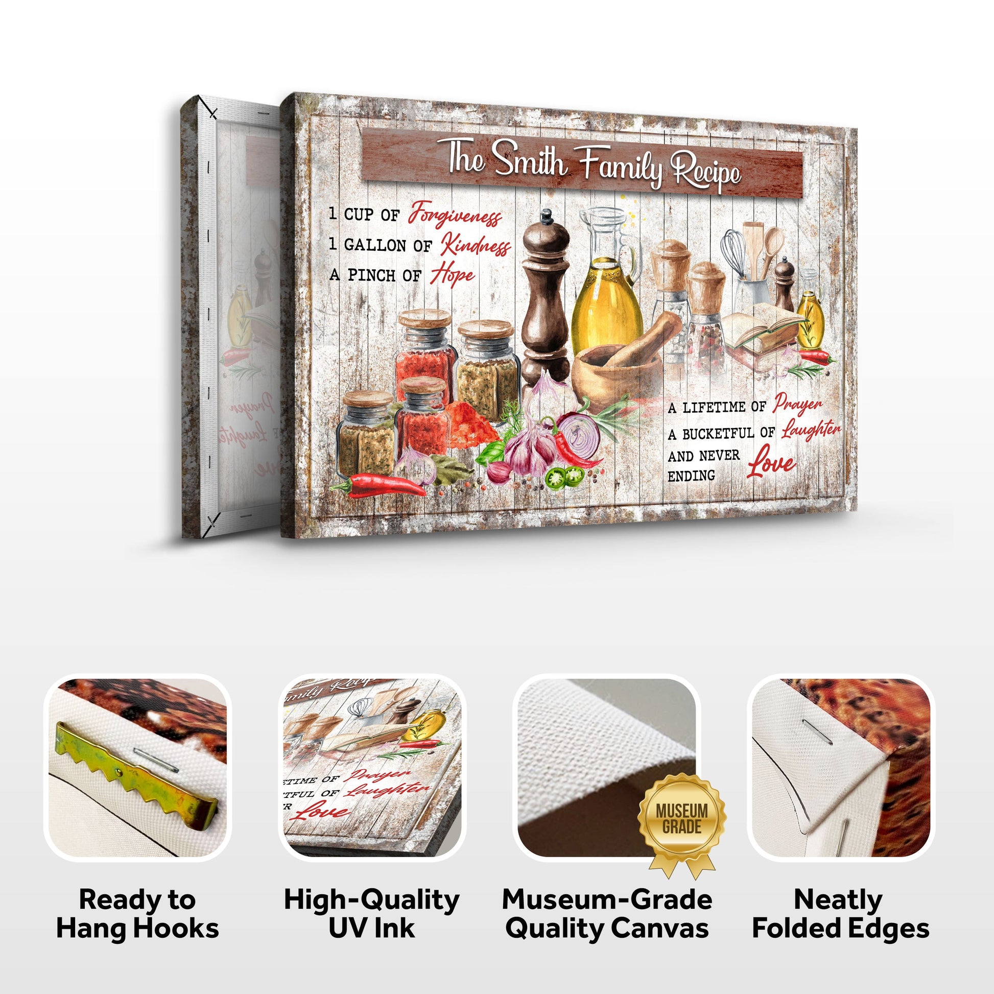 Canvas The Family Recipe Sign II by Tailored Canvases, rustic wood kitchen sign on Tampa Home & Garden Store