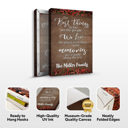 Best Things In Life Sign II canvas by Tailored Canvases, wood backdrop with white script on Tampa Home & Garden Store