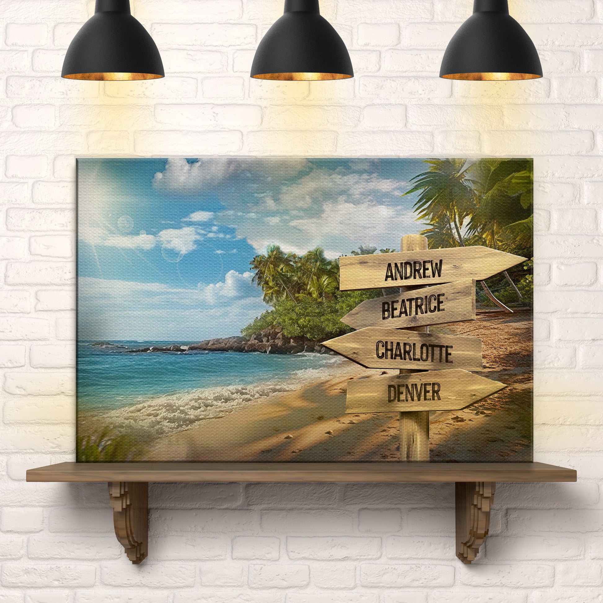 Family Names Ocean Breeze Sign canvas wall art with wooden name signs Tailored Canvases on Tampa Home & Garden Store