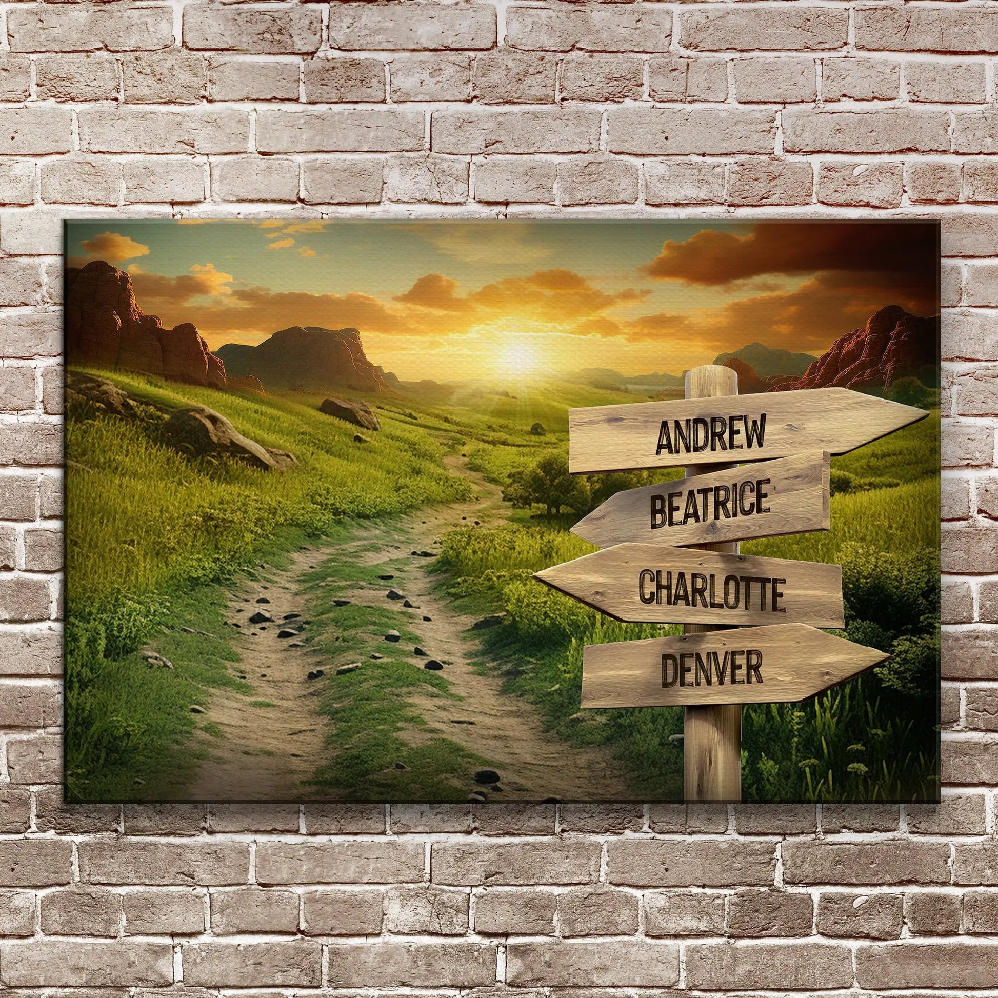 Winding Road Family Names Sign canvas with wooden name boards Andrew Beatrice Tailored Canvases on Tampa Home & Garden Store