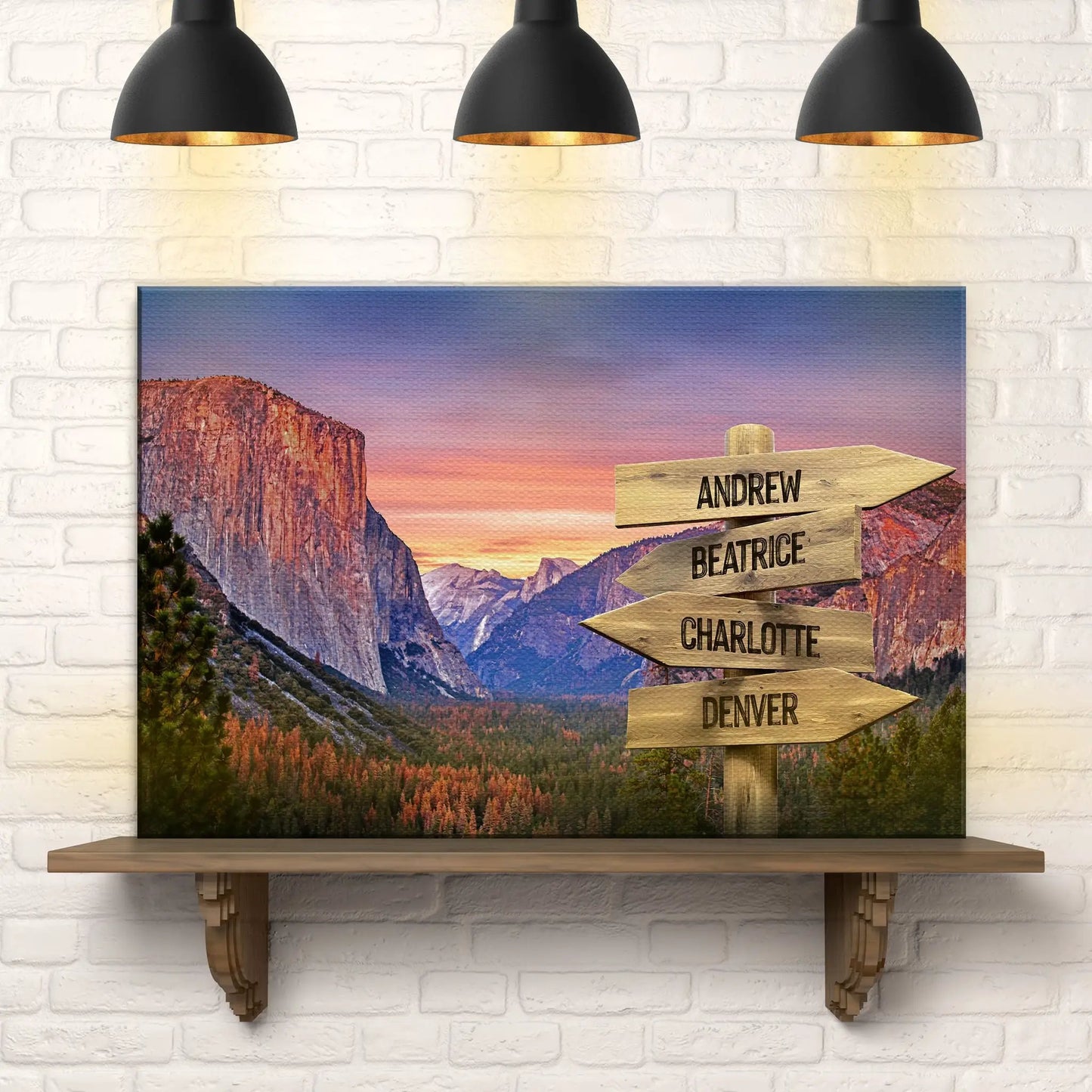 Yosemite Sunset Family Names Sign canvas by Tailored Canvases canyon sunset name signs on Tampa Home & Garden Store