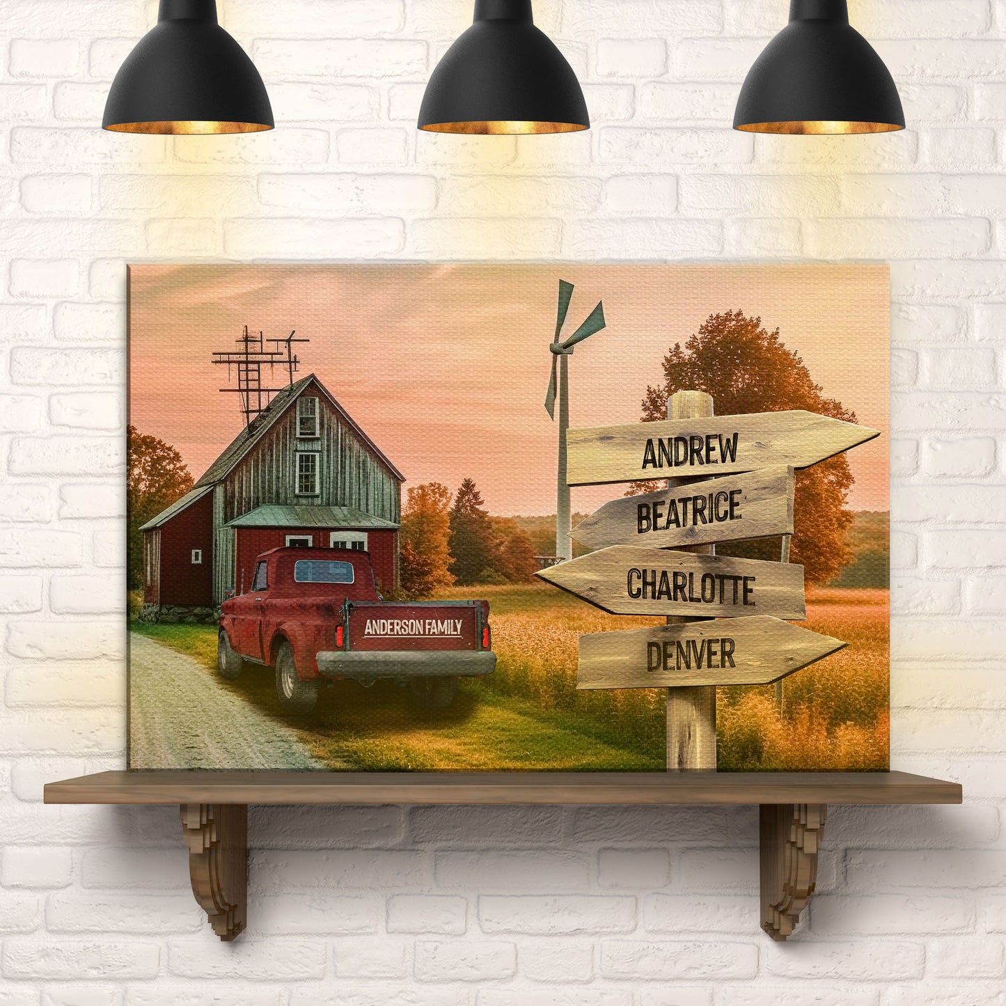 Canvas Old Truck Barn Family Names Sign by Tailored Canvases, rustic rural wall art with signs on Tampa Home & Garden Store