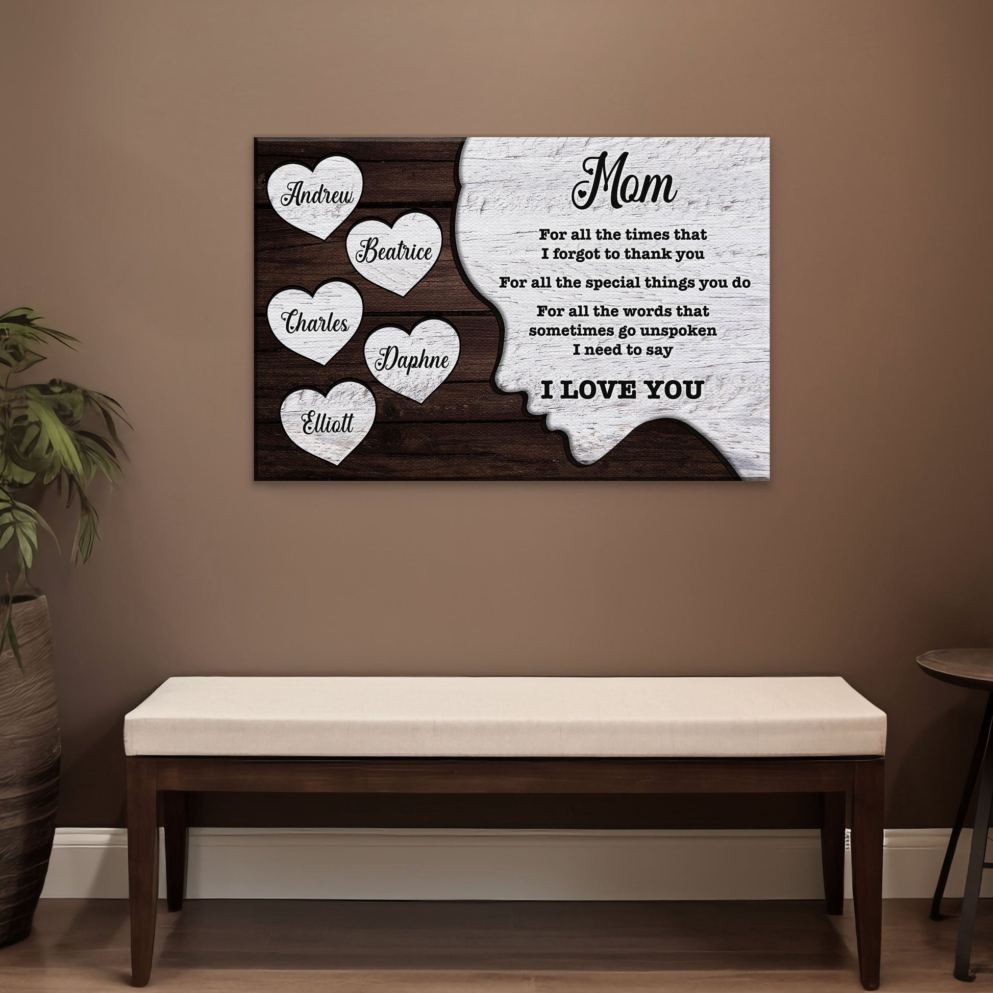 Mother's Day canvas sign I Need to Say I Love You dark wood left and white distressed right on Tampa Home & Garden Store