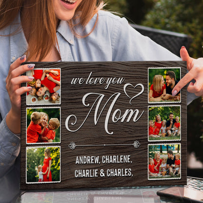 Mother's Day canvas sign with photo collage on wood grain by Tailored Canvases on Tampa Home & Garden Store