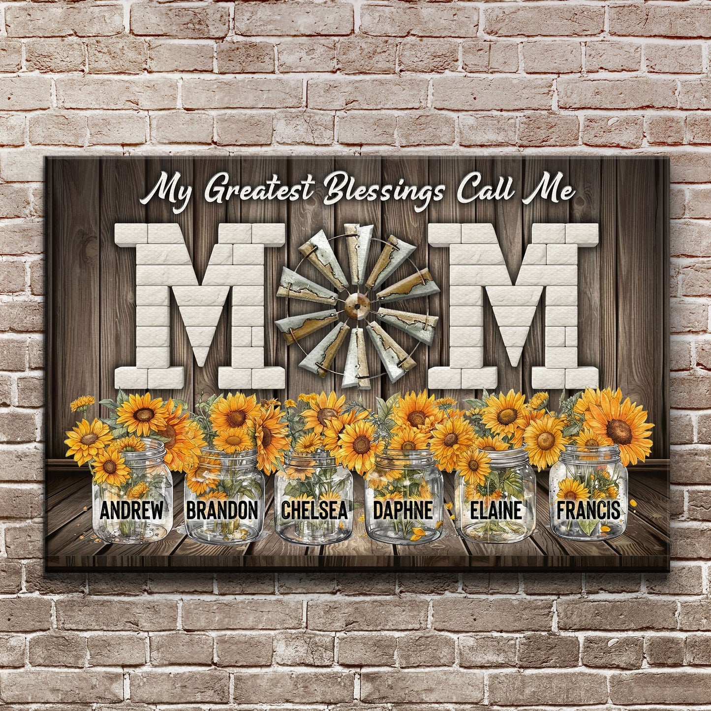 Canvas sign My Greatest Blessings Call Me Mom by Tailored Canvases with sunflowers on Tampa Home & Garden Store