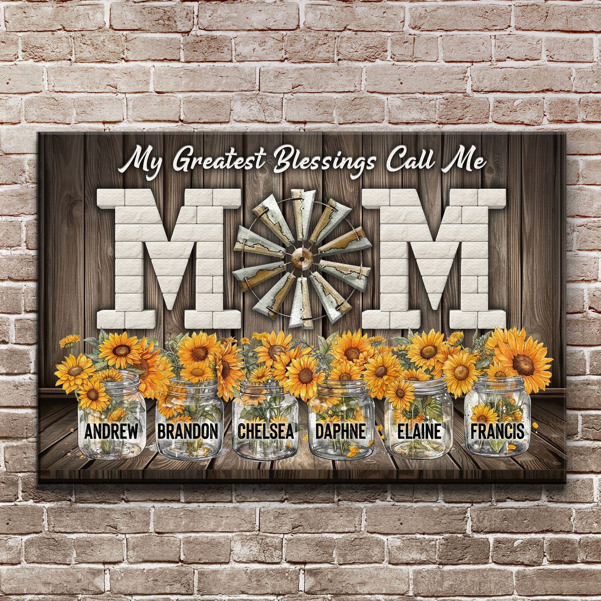 Canvas sign My Greatest Blessings Call Me Mom by Tailored Canvases with sunflowers on Tampa Home & Garden Store