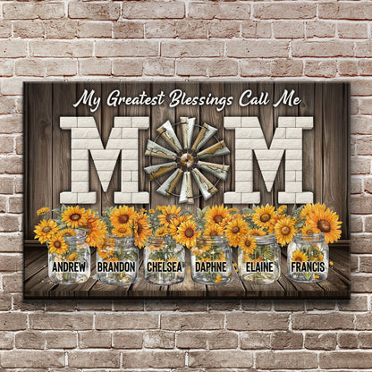 Canvas sign My Greatest Blessings Call Me Mom by Tailored Canvases with sunflowers on Tampa Home & Garden Store