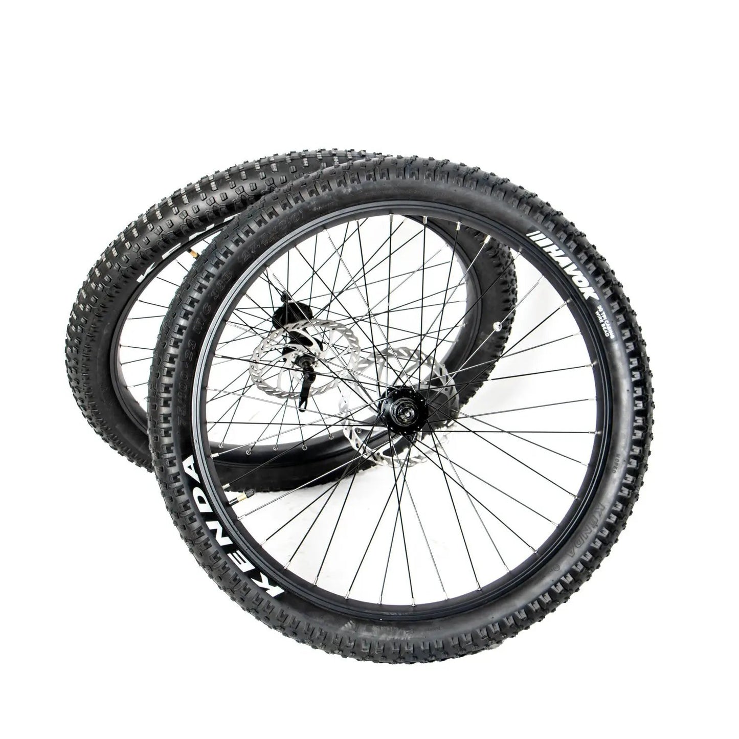 27.5x3 wheel set FAT-HS/FAT-HD by EUNORAU fat bike wheels with knobby tires and disc rotors on Tampa Home & Garden Store