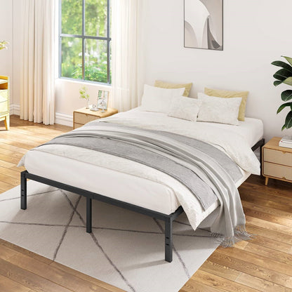Base de cama de metal resistente de 16 pulgadas de tamaño completo con capacidad de peso de 3,500 libras