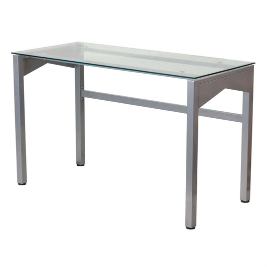 Rectangular Writing Table Office Desk with Clear Tempered Glass Surface - Tampa Home & Garden Store