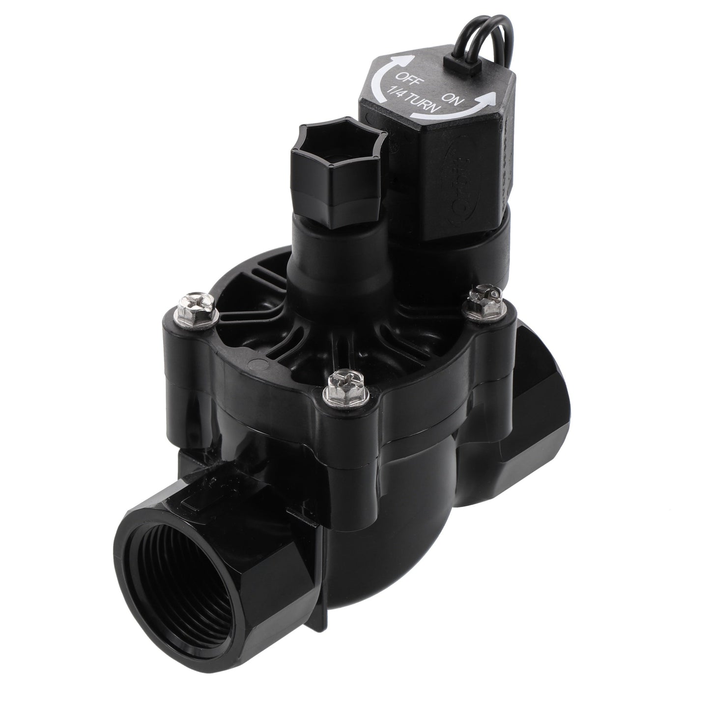 3/4 in FPT auto inline valve with flow control by Orbit Irrigation, black underground sprinkler valve on Tampa Home & Garden Store