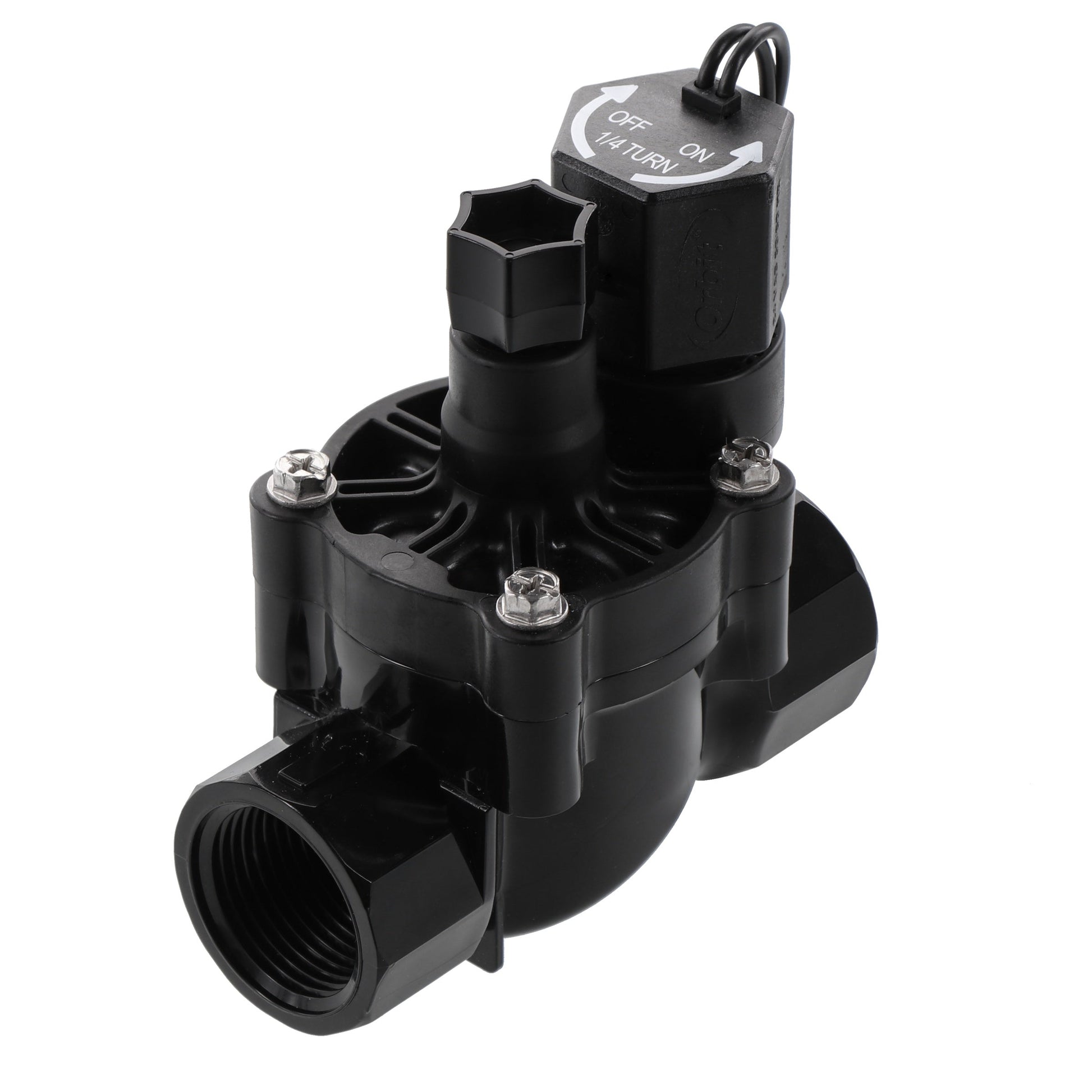 3/4 in FPT auto inline valve with flow control by Orbit Irrigation, black underground sprinkler valve on Tampa Home & Garden Store