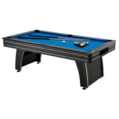 Mesa de billar de 2.13 m con superficie azul, 2 tacos y bolas de billar