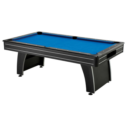 Mesa de billar de 2.13 m con superficie azul, 2 tacos y bolas de billar