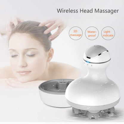 New 3D Waterproof Electric Head Massager Wireless Scalp Massage Promote Hair Growth Body Deep Tissue Kneading Vibrating - Tampa Home & Garden Store