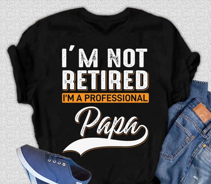 I'm not Retired Spun Bamboo men's graphic T-shirt black bamboo viscose/organic cotton with Papa design on Tampa Home & Garden Store