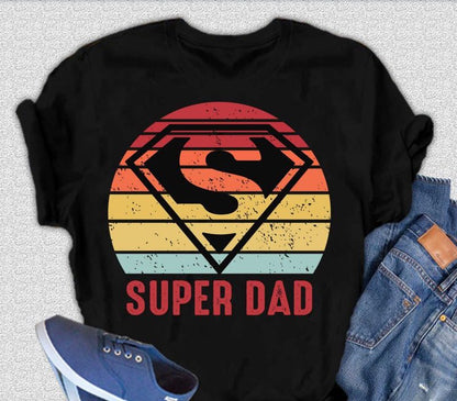 Super Dad men's graphic tee black bamboo viscose/organic cotton short sleeve with S emblem on Tampa Home & Garden Store