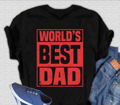World's Best Dad men's graphic T-shirt in black with red print, Spun Bamboo bamboo viscose/organic cotton on Tampa Home & Garden Store
