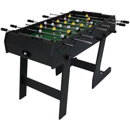 Mesa de futbolín plegable negra de 48 pulgadas que ahorra espacio con contadores de puntuación y 2 pelotas