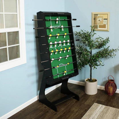Mesa de futbolín plegable negra de 48 pulgadas que ahorra espacio con contadores de puntuación y 2 pelotas