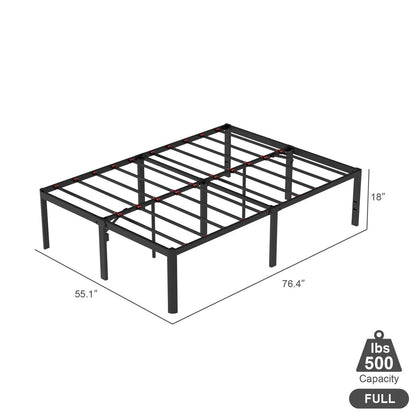 Base de cama de metal con esquinas redondeadas de 18 pulgadas y espacio de almacenamiento debajo de la cama