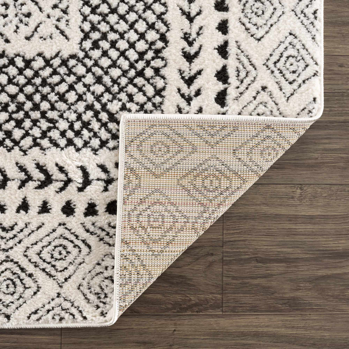 Julio area rug from Boutique Rugs, ivory and black geometric pattern, plush pile on Tampa Home & Garden Store