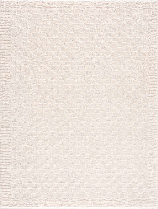 Alfombra de área a cuadros Leryn Ivory