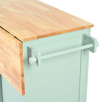 Kitchen trolley, cabinet door internal storage rack with storage cabinet and 3 dining room drawers, mint green
