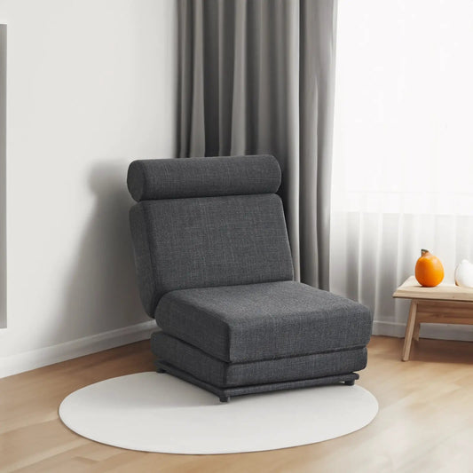 Dark grey portable foldable sofa bed with pillow, sleeper chair in modern living room on Tampa Home & Garden Store
